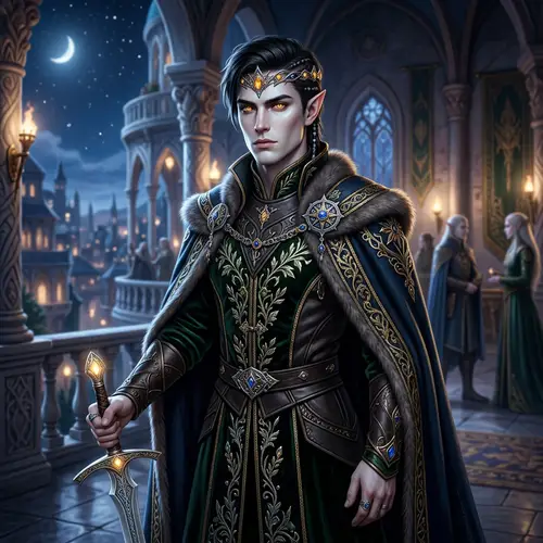 Fantasy Male Elf Prince with Golden Eyes and Authority