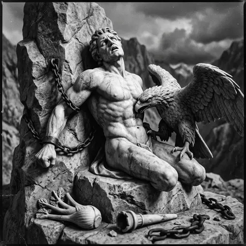 Prometheus Mythology: Enduring Torment in Greek Statue Style