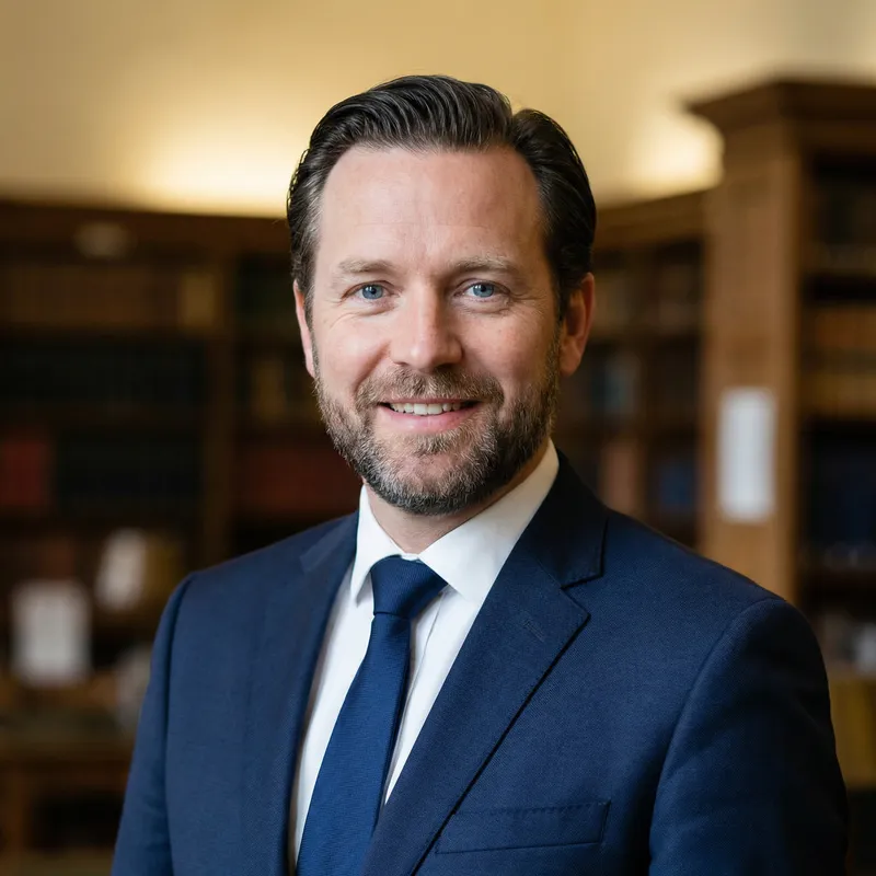 Handsome Caucasian Man in Navy-Blue Suit