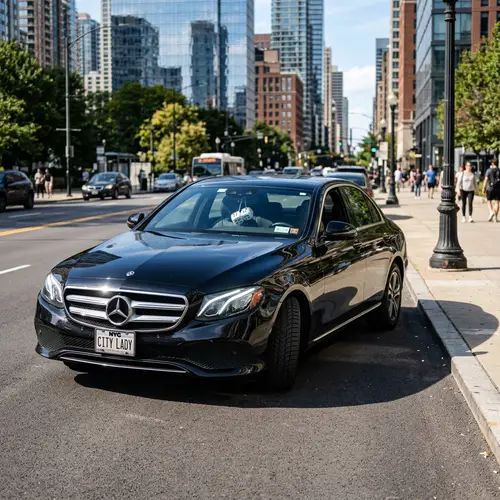 Stunning Black Car Parked in Cityscape