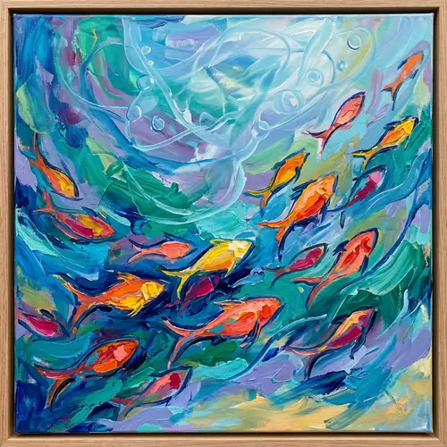 Abstract Fish Art - Colorful Ocean Painting