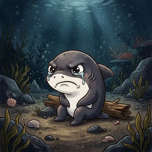 Sad Cartoon Shark for Children's Story
