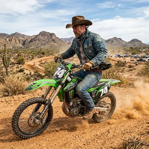 Denim Cowboy on Motocross Bike