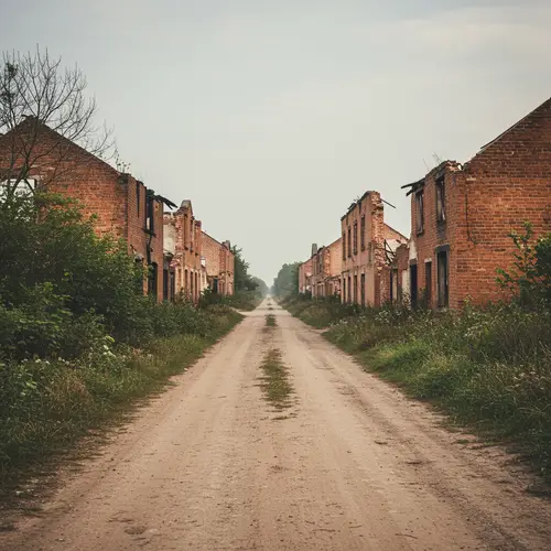 Explore Burnt Brick Ruins on a Dirt Road