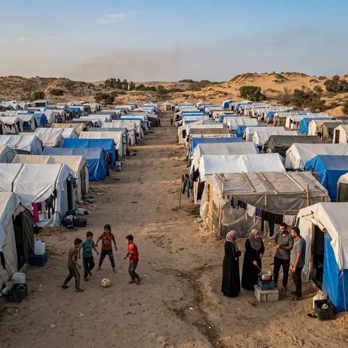 Temporary Tents for Displaced People in Gaza - Humanitarian Relief