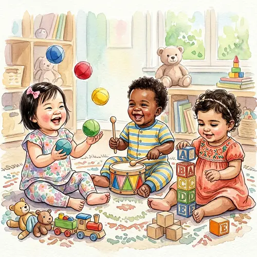 Joyful Diverse Baby Watercolor Painting | Children Playing