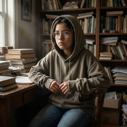 Resolute Young Hispanic Girl with Glasses | Strong Spirit & Determination