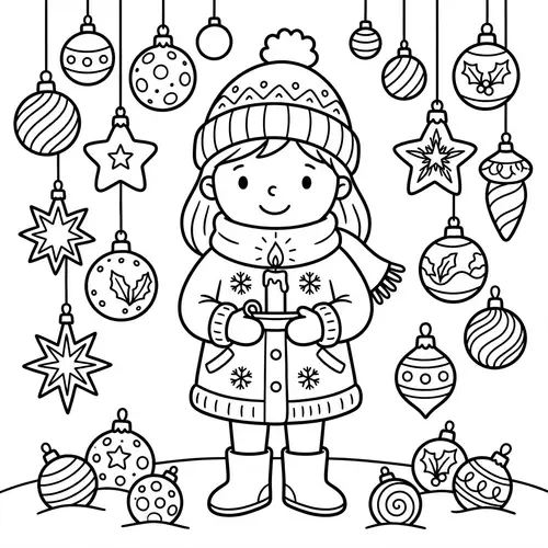 Cute Girl Winter Coloring Page - Free Outline Download