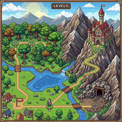 Retro Pixelated Level Selector Map | Adventure in Pixel Art