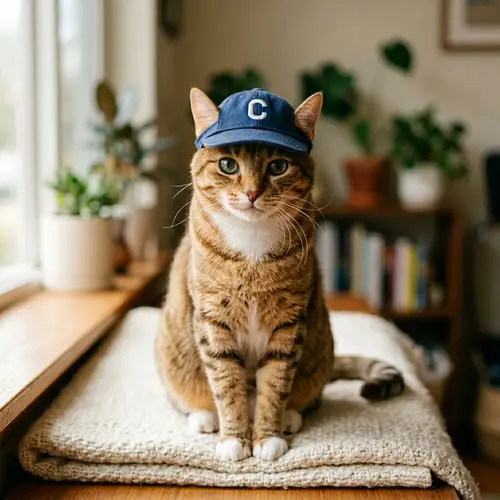 Adorable Cat in Baseball Hat | Cute Feline Image