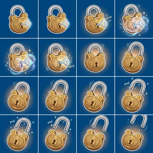 Dynamic Padlock Unlocking Spritesheet Animation