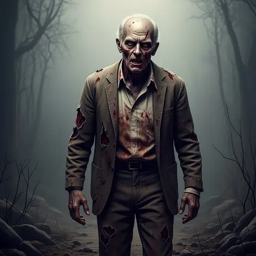 Eerie Zombie Transformation of an Old Man