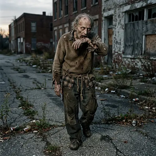 Eerie Zombie Transformation of an Old Man