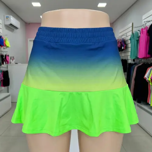 Sublimated Sporty Skirt in Blue and Neon Green