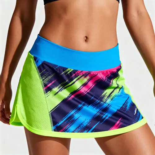 Sublimated Sporty Skirt in Blue and Neon Green