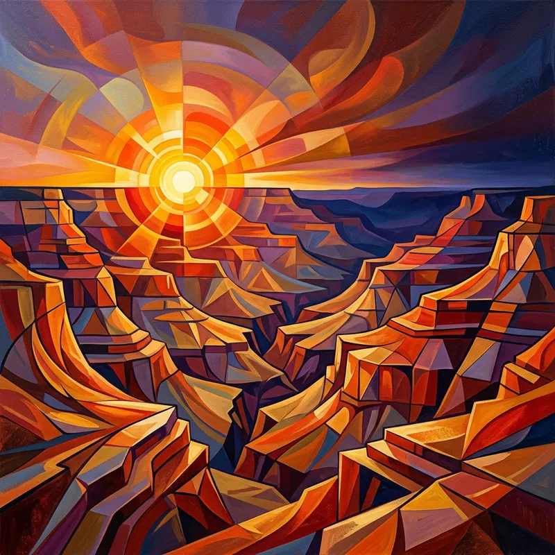 Abstract Sunset over Grand Canyon | Geometric Color Transition