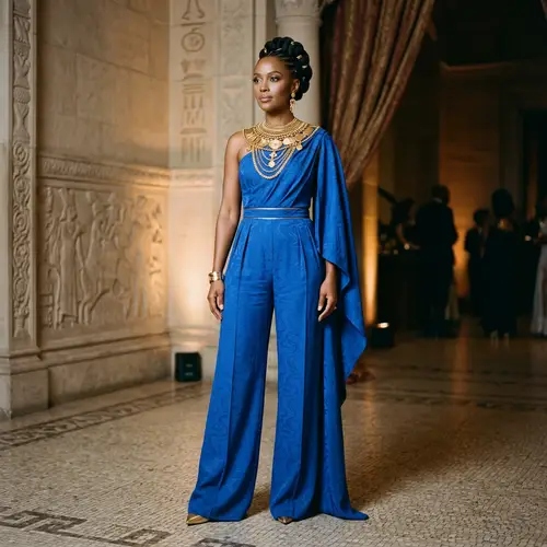 Royal Blue Silk Jumpsuit with Unique Design