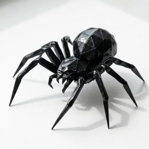 Intricate Origami Spider: Crafted Elegance in Black and White