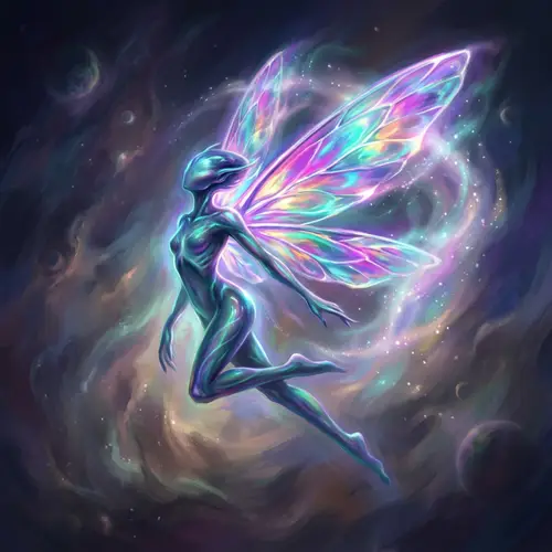 Ethereal Creature with Luminescent Wings - Fantasy Art Painting