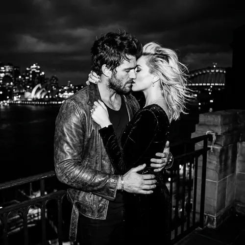 Passionate Embrace of a Pop Artist and Australian Star