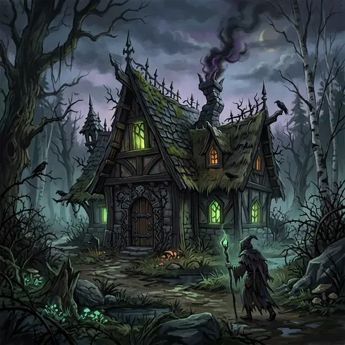 Dark Magic Cottage Fantasy Illustration