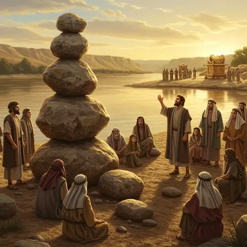 Biblical Scene of Joshua by the Jordan River