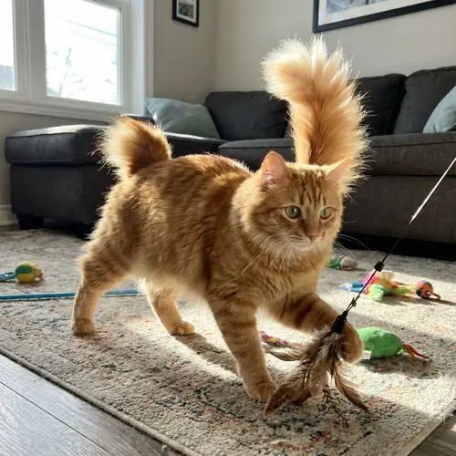 Playful Orange Tabby Cat with Green Eyes