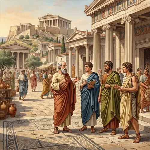 Greek Golden Age Art: Idealistic Representations & Philosophical Conversations