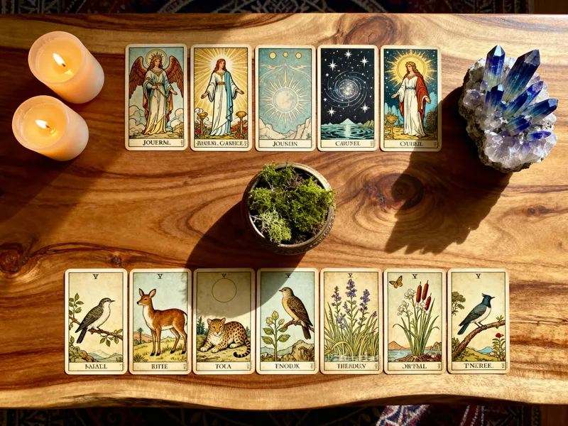 Realistic Tarot Card Reading Scene