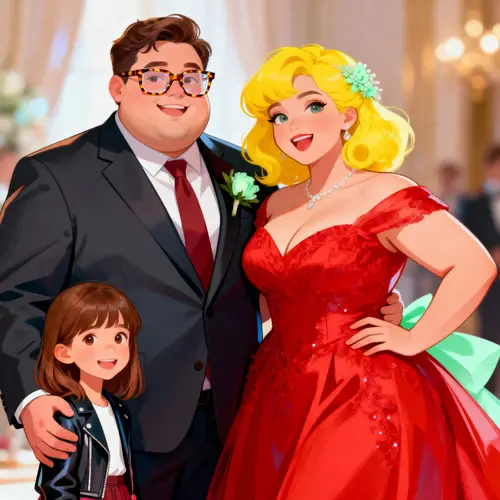 Stylish Modern Family Portrait with Curvy Bride