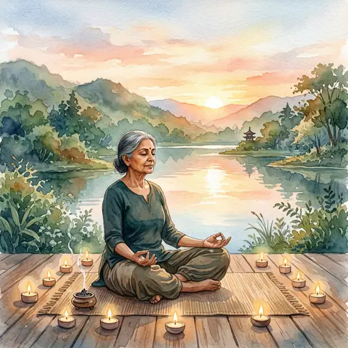 Tranquil Yoga Scene in Watercolor Painting