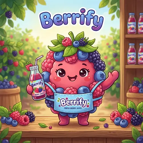 Cute Mascot Design for Berrify Juice Brand
