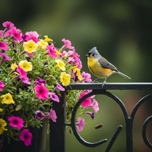 Charming Birds on the Balcony with Blossoms