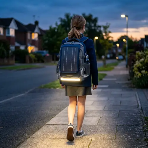 Solar-Powered School Bag with Night Light