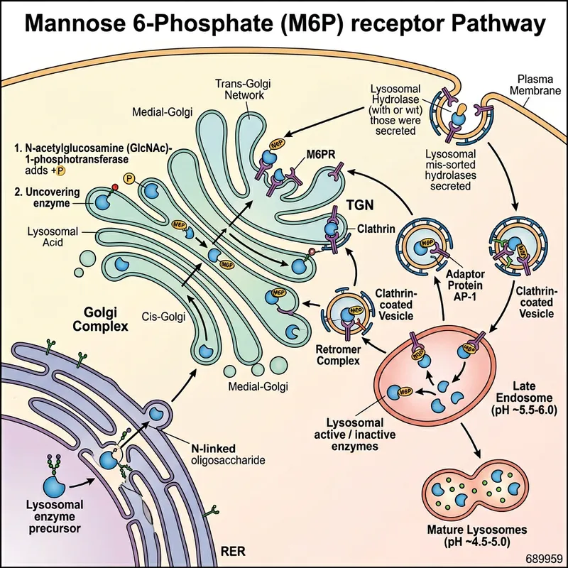 Mannose 6 Phosphate Receptor Pathway In A Cell AI Art Generator 
