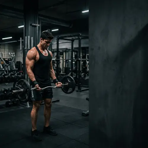 Dark Gym Atmosphere: Motivational Weightlifting Space