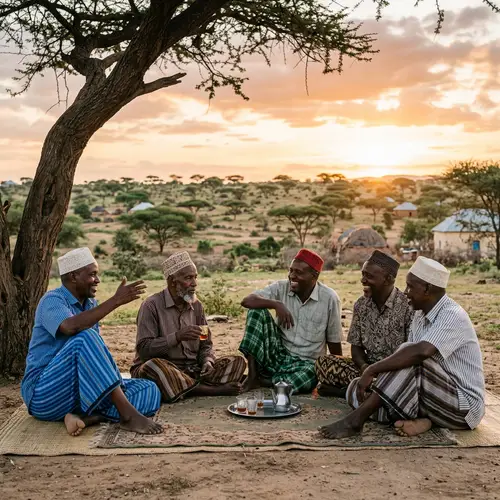 Tranquil Scene of Somali Men Sitting Together Outdoors