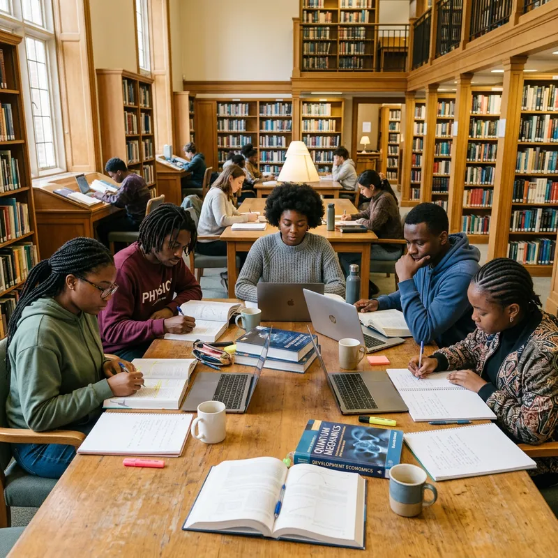 African Students Studying in a Library Environment