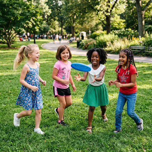 Fun Day at the Park with Four Young Girls