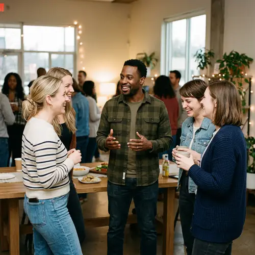 Charismatic Black Man Surrounded by Attentive White Women