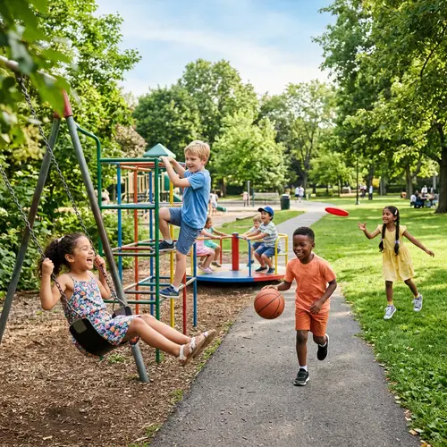 Diverse Children Playing in Sunlit Park