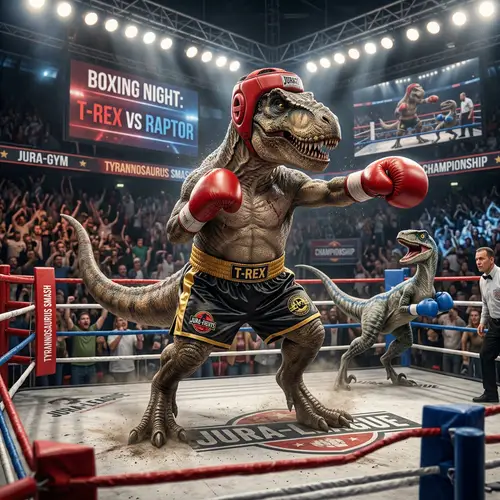 Boxing Dinosaur: Epic Match in the Ring