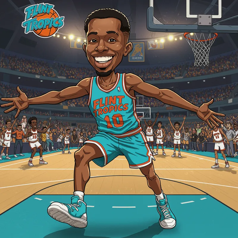 Cartoon Basketball Player for Flint Tropics