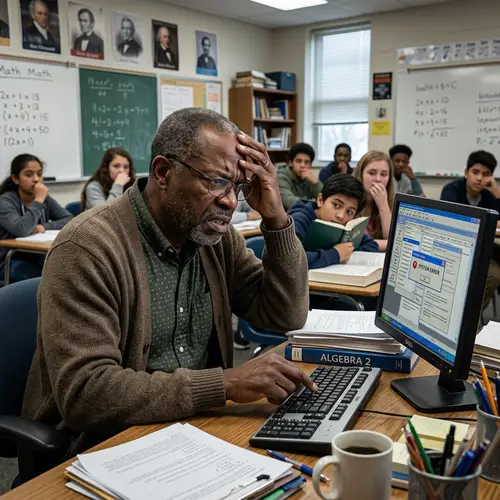 Frustrated Teacher Struggles with Computer Use