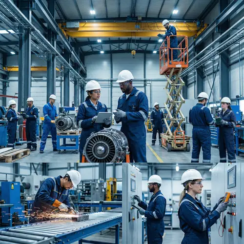 Diverse Factory Maintenance Scene in Modern Industrial Style