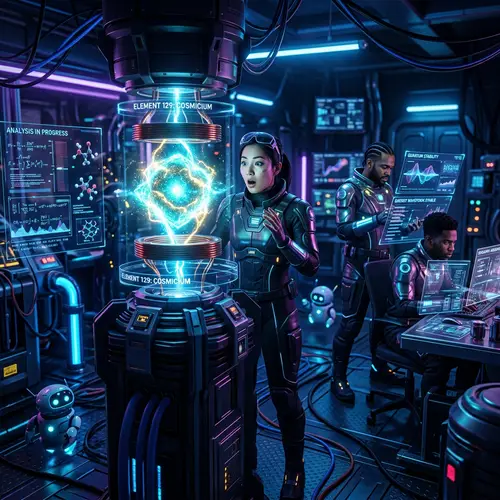 Futuristic Scientific Discovery in High-Tech Lab | New Element Unveiled