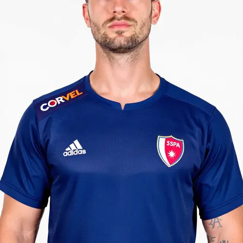 CORVEL SPA Blue Soccer Jersey with Lightning Logo