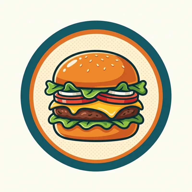 Circular Burger Logo Design - Modern & Inviting