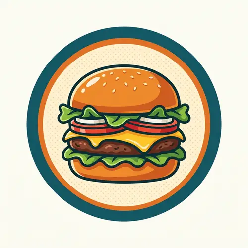 Circular Burger Logo Design - Modern & Inviting