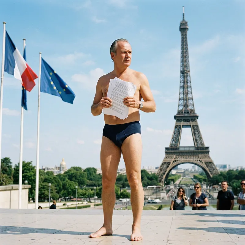 French President in Briefs at Eiffel Tower | Paris Leader Revealed